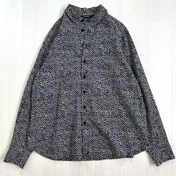 컨디션 최상 22SS 파드칼레 프린트 블라우스 랜덤 도트 네이비
