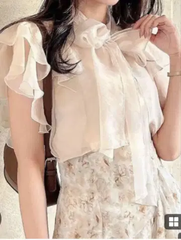 다즐린 시어 파이핑 프릴 블라우스