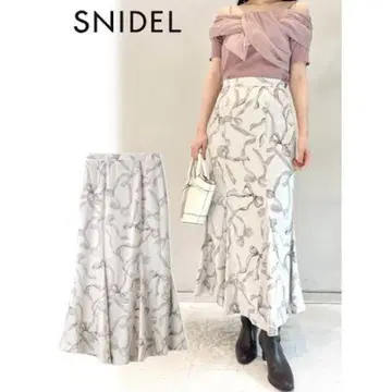 snidel 리본 프린트 머메이드 스커트