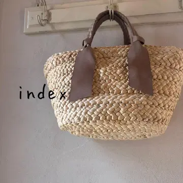 미사용품 index 인덱스 리본 바스켓백 바스켓 토트백 천연