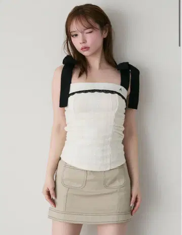 andmary Samantha ribbon tops ivory