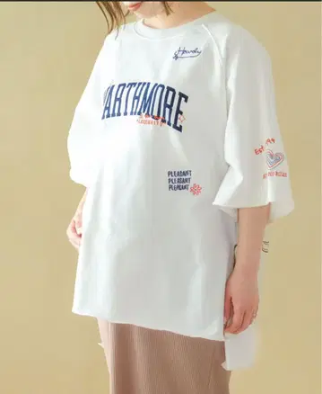 오버사이즈 티셔츠 모티브 로고 5부 소매 풀오버/LEPSIM