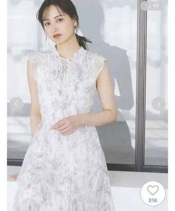스나이델 [ 00 사이즈 ] 플리츠 프린트 원피스