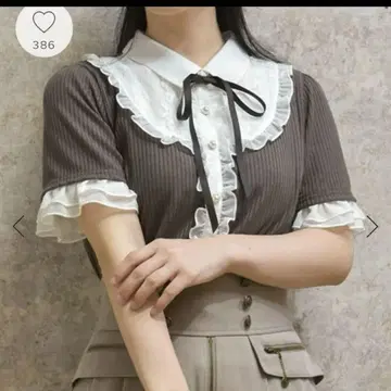 axes femme 카라 부착 블로킹 리브 PO 브라운