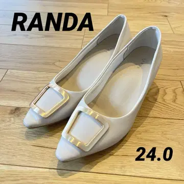 RANDA 골드 부품 화이트 스틸레토 펌프스 24.0cm