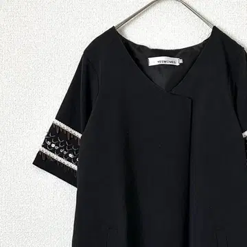 YESWOMES 미니 원피스 V넥 비쥬 포켓 부착 안감 부착