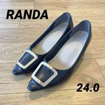 RANDA 골드 부품 블랙 스틸레토 펌프스 24.0cm