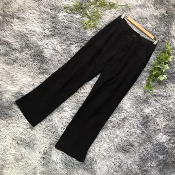 GORGE 블랙 와이드 팬츠 슬릿 밑단 플랫 디자인 M 상당