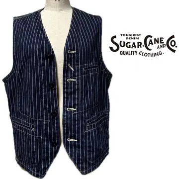 SUGER CANE 슈가케인 네이비 스트라이프 베스트 38