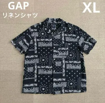 GAP 갭 린넨 오픈 카라 셔츠 페이즐리 반다나 XL 올 패턴