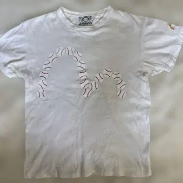 에비수 EVISU 반팔 티셔츠 화이트 36 야구공 갈매기 정품