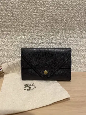 IL BISONTE 블랙 가죽 코인 케이스