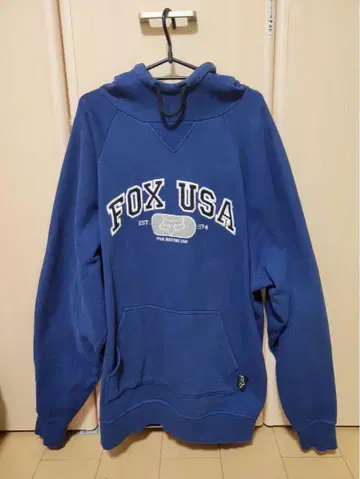 FOX USA 프론트 프린트 후드티 네이비 컬러 구제 의류