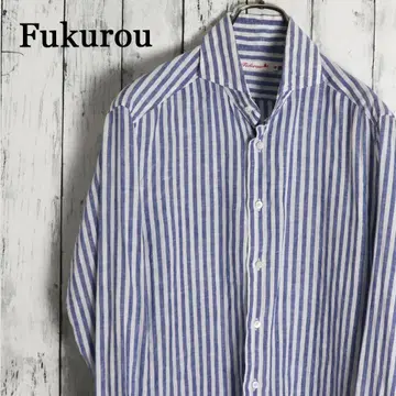 Fukurou 일본제 런던 스트라이프 린넨 100% 린넨 컷어웨이 셔츠