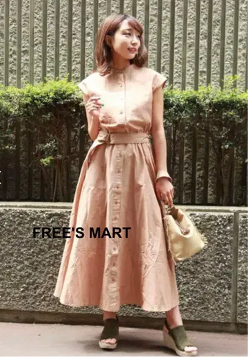 FREE'S MART 밴드 카라 허리 벨트 원피스 셔츠 원피스