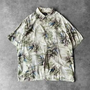 Croft & Barrow 알로하 셔츠 2XL 레이온 보태니컬 꽃무늬