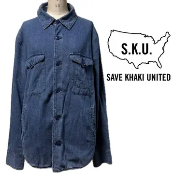 SAVE KHAKI UNITED 데님 블루 오버 사이즈 긴팔 셔츠