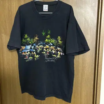 블랙 T 빈티지풍 세련된 프론트 프린트