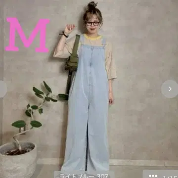 시마무라 라이트 블루 빅 실루엣 데님 오버롤 M 사이즈