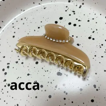 acca 아카 헤어 클립 베이지 골드 큐빅 라인 M