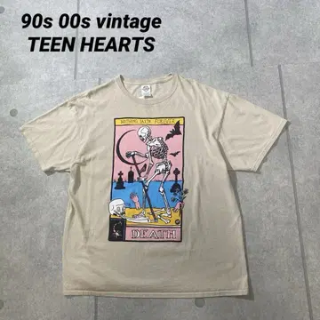 90s00s 티셔츠 TEEN HEARTS 메시지 스컬 DEATH