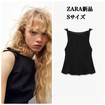 완판템 자라 페플럼 리본 탑 S 택 포함 새상품 블랙