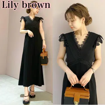 Lily brown 릴리 브라운 턱 레이스 원피스 블랙 드레스