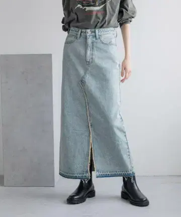 LOWRYS FARM 데님 타이트 롱 스커트
