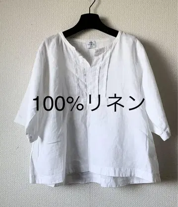 coen 100% 린넨 반팔 블라우스