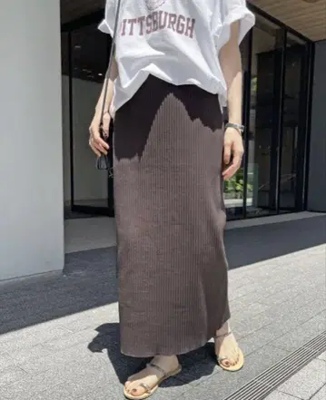 Spick & Span 리브 컷 타이트 스커트
