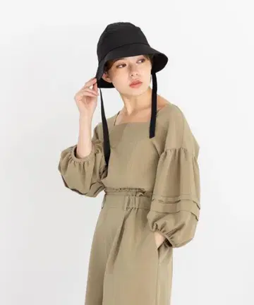 CITEN 버블 헤름 숏 블라우스 무지 여성용 린넨 혼방 긴팔