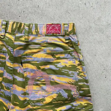 EVISU 데님 카고 팬츠 카모플라쥬 카모 무늬
