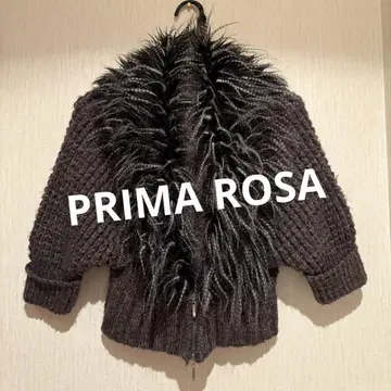 PRIMA ROSA 퍼 가디건 볼레로 자켓 7부 소매 그레이
