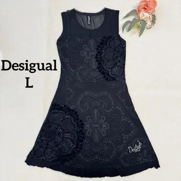 [새상품급] Desigual 시스루 슬리브리스 원피스 L 빅 사이즈