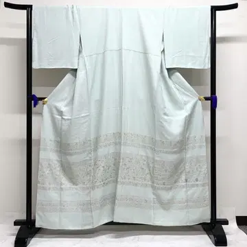 이로도메소데 가로 줄무늬 스와토우 자수 당꽃 모란 기모노 017k