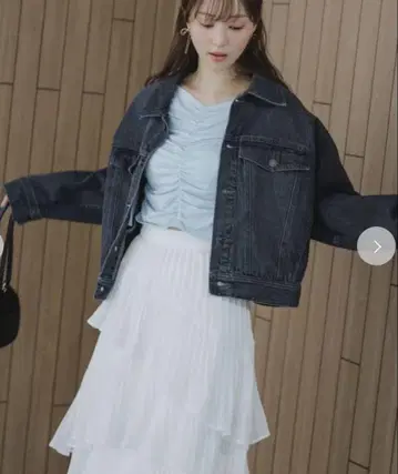 SNIDEL 턱 데님 자켓 BLK 블랙 F 사이즈