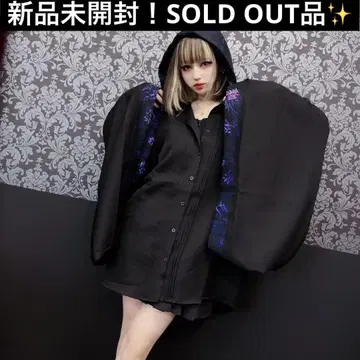 NieR 후드 부착 기모노풍 소매 블로킹 셔츠 [MENHERA]