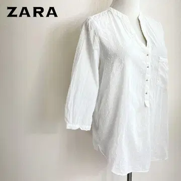 ZARA BASIC 자라 베이직 도트 자카드 밴드 카라 블라우스