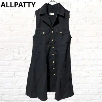 ALLPATTY 슬리브리스 티셔츠 원피스 밑단 플레어 블랙 구제 의류