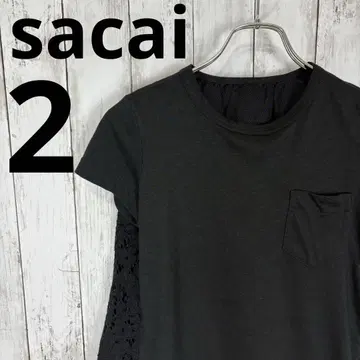 [인기 새상품급] sacai T셔츠 레이스 이소재 도킹 블랙 2