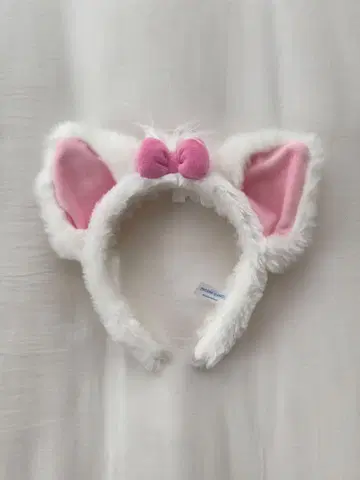 고양이 귀 머리띠 화이트 핑크