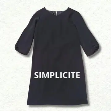 SIMPLICITE 심플리시테 소매 리본 벌룬 원피스 블랙