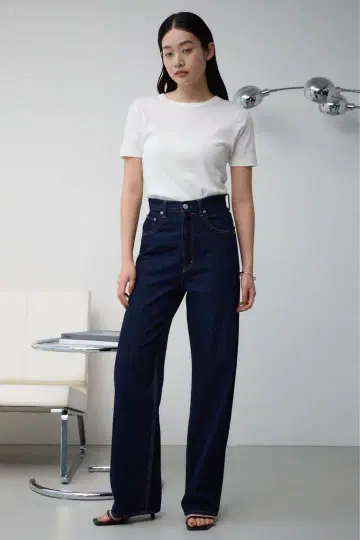 AZUL by moussy DENIM 하이웨스트 와이드 데님 XS 사이즈