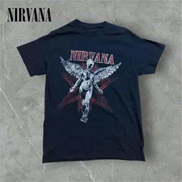 [ L28 ] NIRVANA 닐바나 프린트 로고 밴딩 Tee 블랙