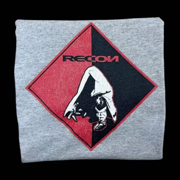 00년대 Y2K USA 제작 RECON 그래픽 티셔츠 메시지 그레이