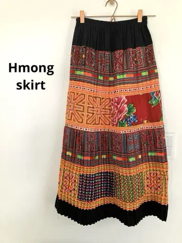 몬족 Hmong skirt 아코디언 플리츠 롱 스커트