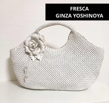 프레스카 fresca 새상품급 토트백 짜임 가방 코사지