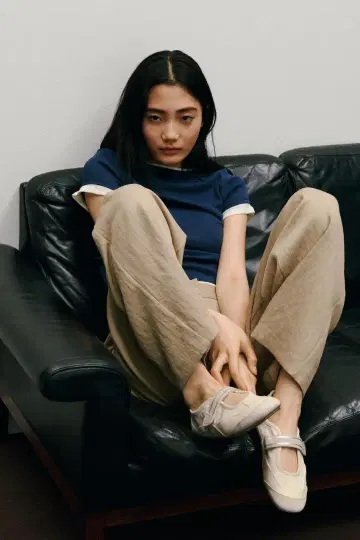 새상품 자라 / 더블 레이어드 디자인 티셔츠 (네이비 블루, L 사이즈)