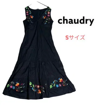 [ chaudry ] 차우드리 자수 원피스 롱 플레어 블랙 S