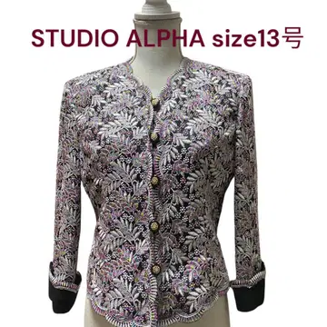 새상품급 스튜디오알파 럭셔리 직자수 노카라 자켓 13호, XL